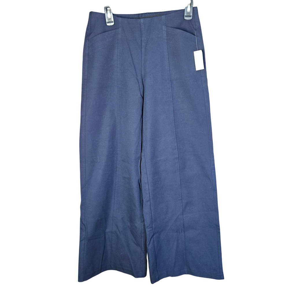 Old Navy Wide Leg Pants Women Medium High Rise Navy Blue Stretch Trousers New